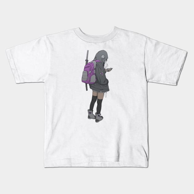 SCHOOL NINJA GIRL Kids T-Shirt by doser